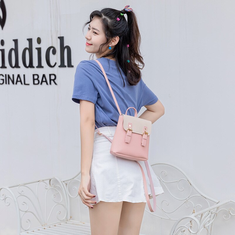 Kleine vrouwen rugzakken multifunctionele vrouwelijke mini rugzak pu lederen schoudertas mode dames crossbody tassen voor tienermeisjes