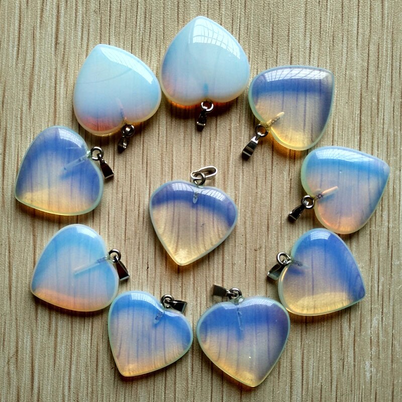 20 stks/partij opal stone hart bedels hangers voor sieraden maken 25mm top