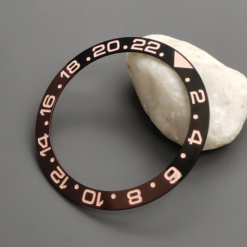 Insert de lunette en céramique incurvée de 38mm, adapté au SKX007 SKX009 GMT SUB, boîtier de montre NH35 NH36, anneau d'insertion de lunette de mouvement, pièces de montre pour hommes: Saumon
