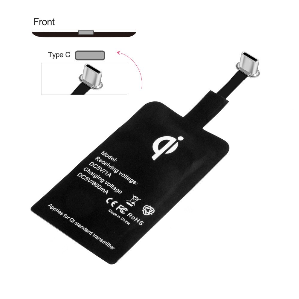 QC 10W Qi Drahtlose Ladegerät Empfänger Adapter Kit Für iPhone 12 11 7 6 5 4s Wireless Charging Pad rezeptor Für Samsung Note9 S20 S9: Type-C Receiver