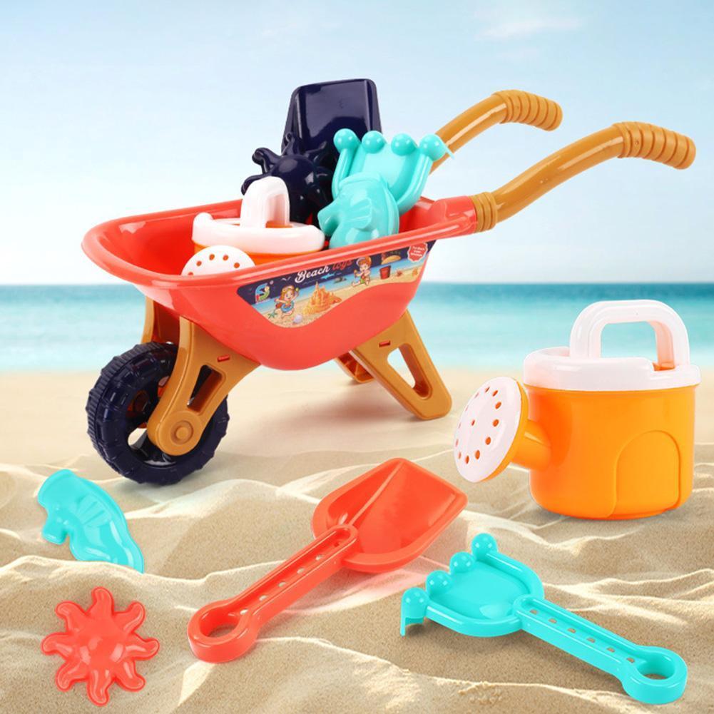 Summer Children Beach Toys Kids Play Water Toys Baby Trolley Shovel Sprinkler Toys Kit For Beach Play Sand Box Set Kit Play Cart