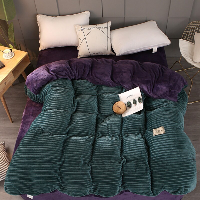 1 pc Flannel Quilt Cover Winter Magic Fleece Duvet Covers Warm Comforter Case Bedding Bag Blue Gray AB Sided Bed Cover Blanket: 6 / 59x79in (150x200cm)