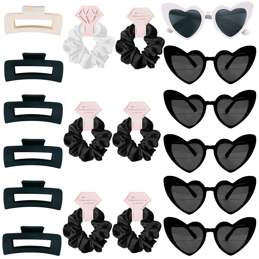 6/8 setzt Brautjungfer Herzform Sonnenbrille Haargummis Scrunchies Haarspangen Bachelorette Hochzeit Brautparty Gastgeschenk Vorschlag: Tiefe Saphir