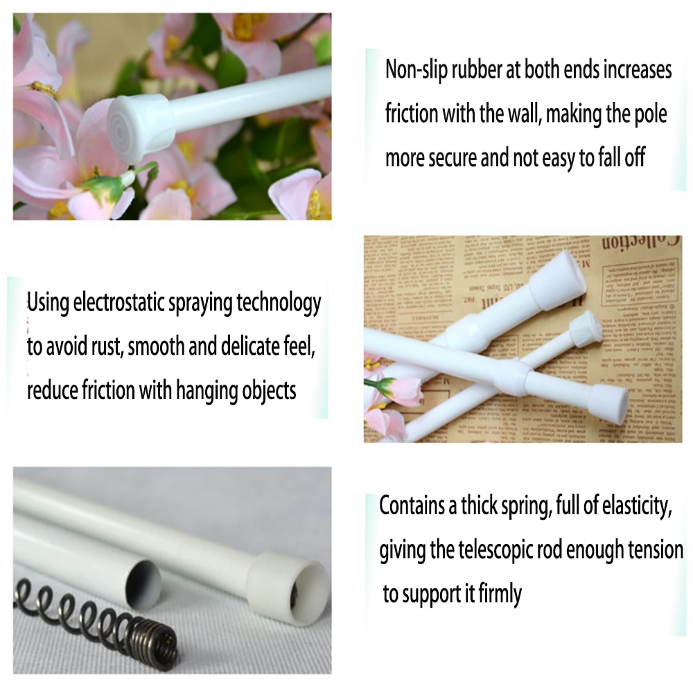 1PC Adjustable Door Curtain Rod Metal Extendable Door Curtain Rail Rod Telescopic Poles Door Household Hanger Rods 60cm-100CM