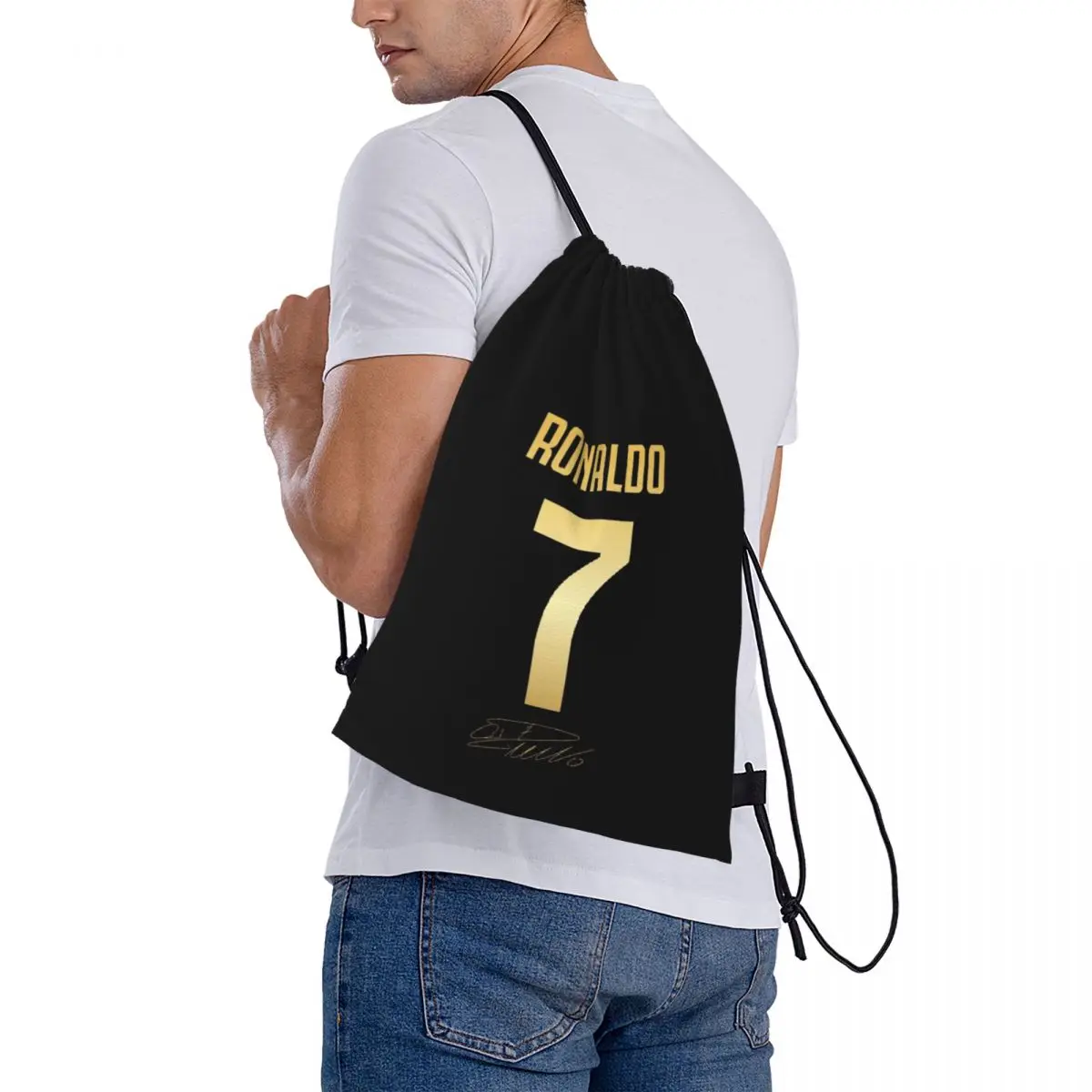 CR7 Cristiano Ronaldo sacs à dos sacs à cordon portables cordon paquet poche articles divers sac BookBag pour homme femme étudiants