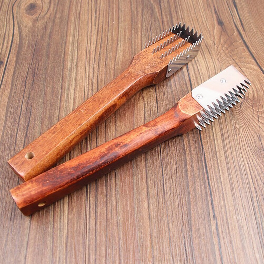 Stainless Steel Fish Scale Scraper With Wooden Handle Scale Remover Handheld Fish Scraping Brush Kitchen Tool