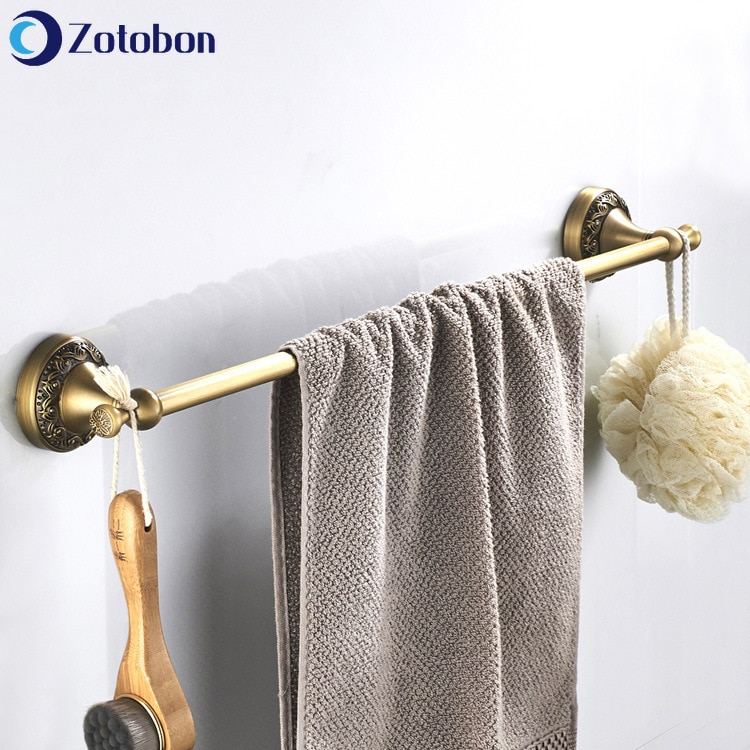 Zotobon badeværelse hardware messing håndklæde barer europæisk stil badeværelse antik enkelt håndklæde bar håndklædeholder bøjle  f202: Default Title