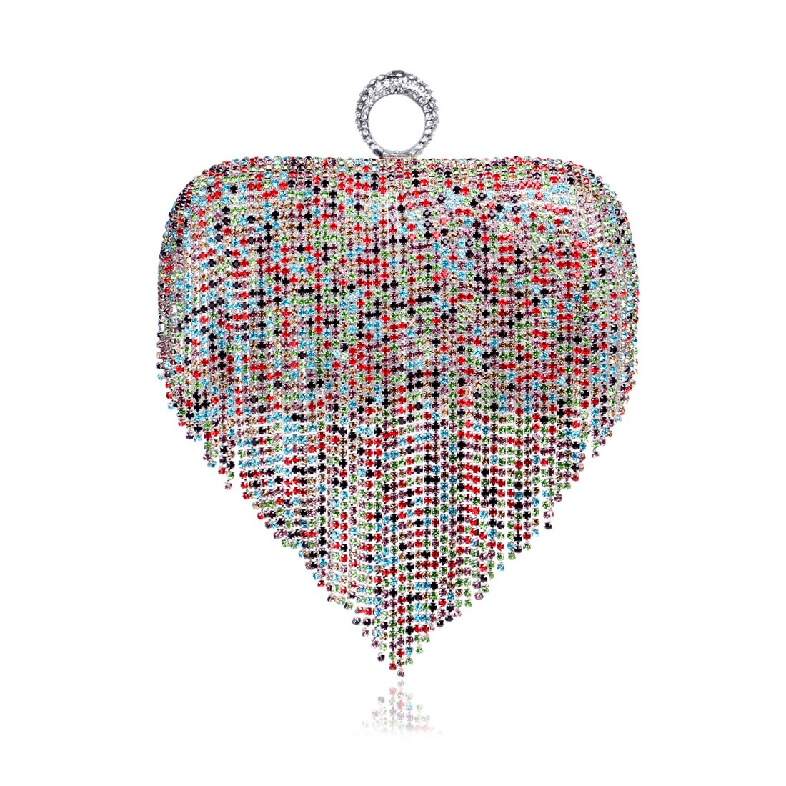 Pochette à pompon en strass pour femmes, Vintage, épaule, argent, , fête de mariage, chaîne, soirée: multicolor silver
