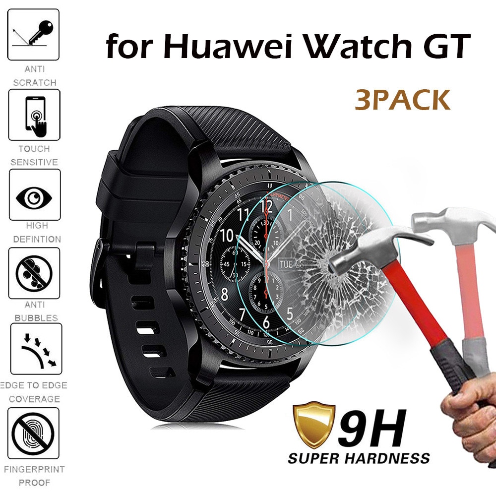 3 pcs Gehard Glas Voor Huawei Horloge GT Smartwatch Screen Protector Film Bubble Gratis Kras Explosieveilige Eenvoudig te Installeren