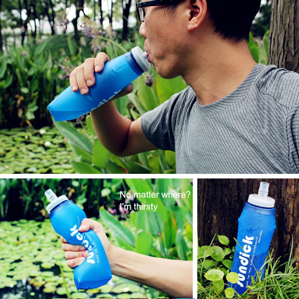 Sundick 600Ml Draagbare Opvouwbare Waterzak Zachte Fietsen Zuig Drink Fles Outdoor Camping Running Wandelen Tpu Water Bag