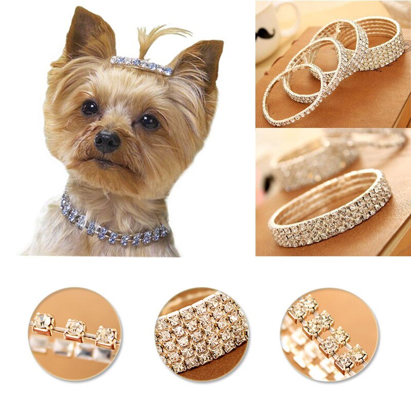 Leuke Mini Hond Bling Strass Chocker Halsbanden Fancy Chihuahua Hond Ketting Huisdier Kristal Ketting Sieraden Benodigdheden