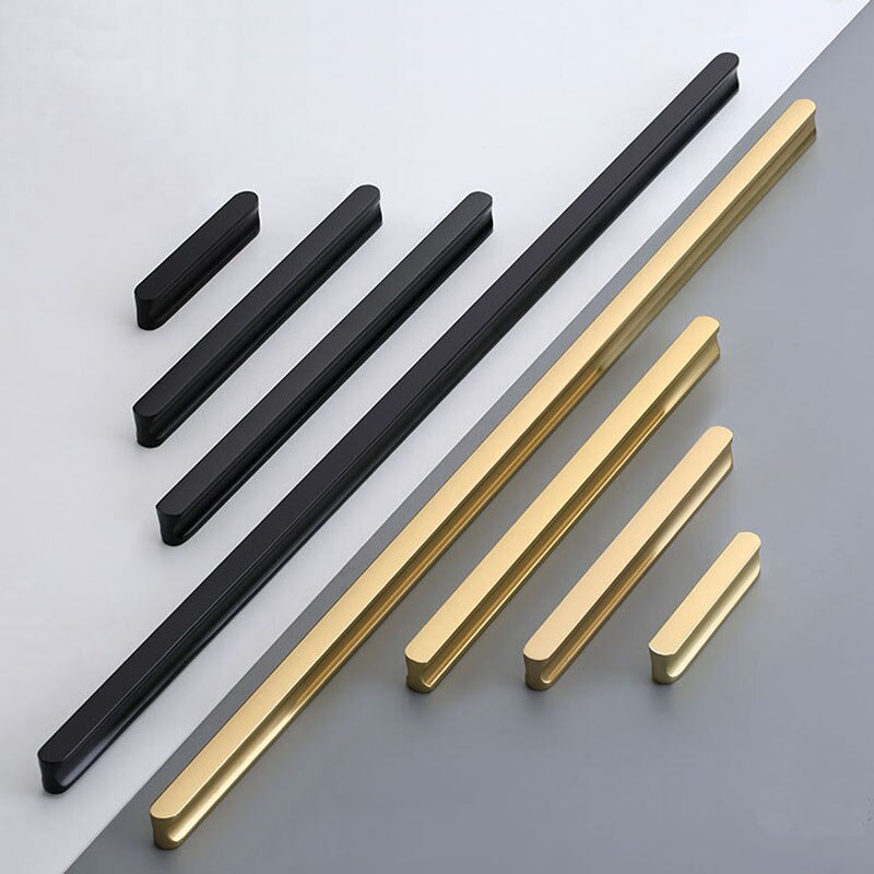Long bar handle for furniture door Gold/black hand Cabinet drawer Aluminum alloy knob Kitchen bathroom hardware pulls Arc head