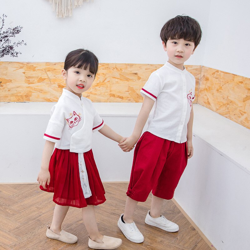 Kids Traditionele Chinese Kostuums Kinderen Schooluniform Pak Meisjes Hanfu Jurk Kind Kleding Oude Chinese Jongens DQS1910