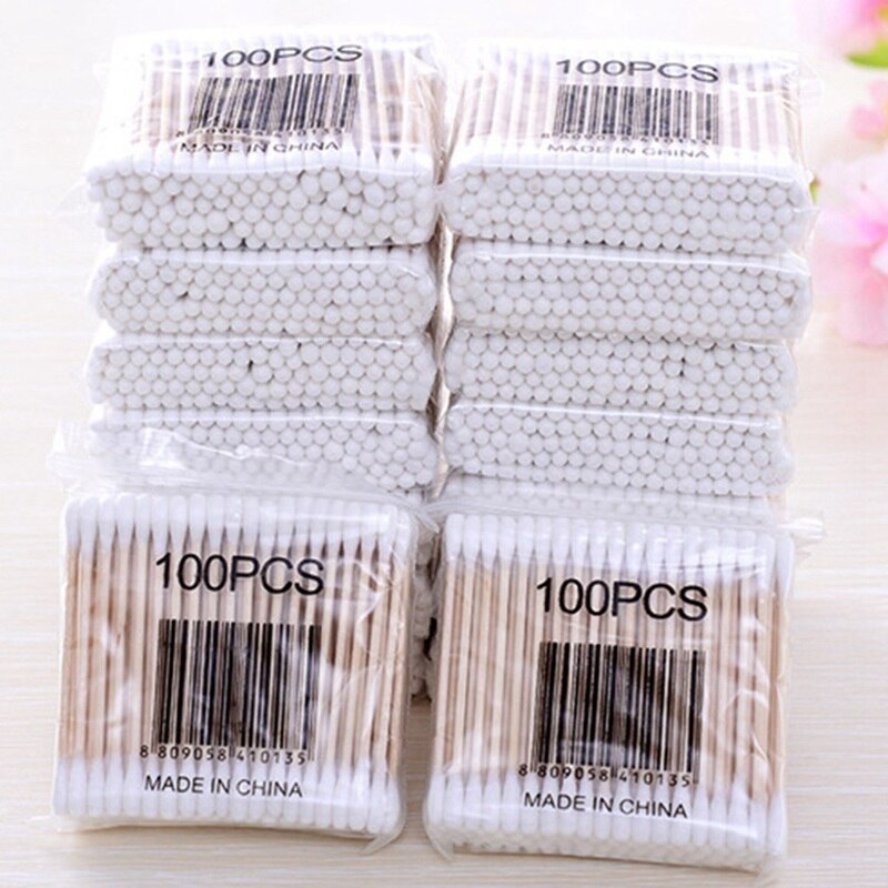 100pcs Cotton Buds Cotton Swabs First Aid Disinfection Ear Cleaning Wood Sticks Makeup Health Tools Tampons Cotonete