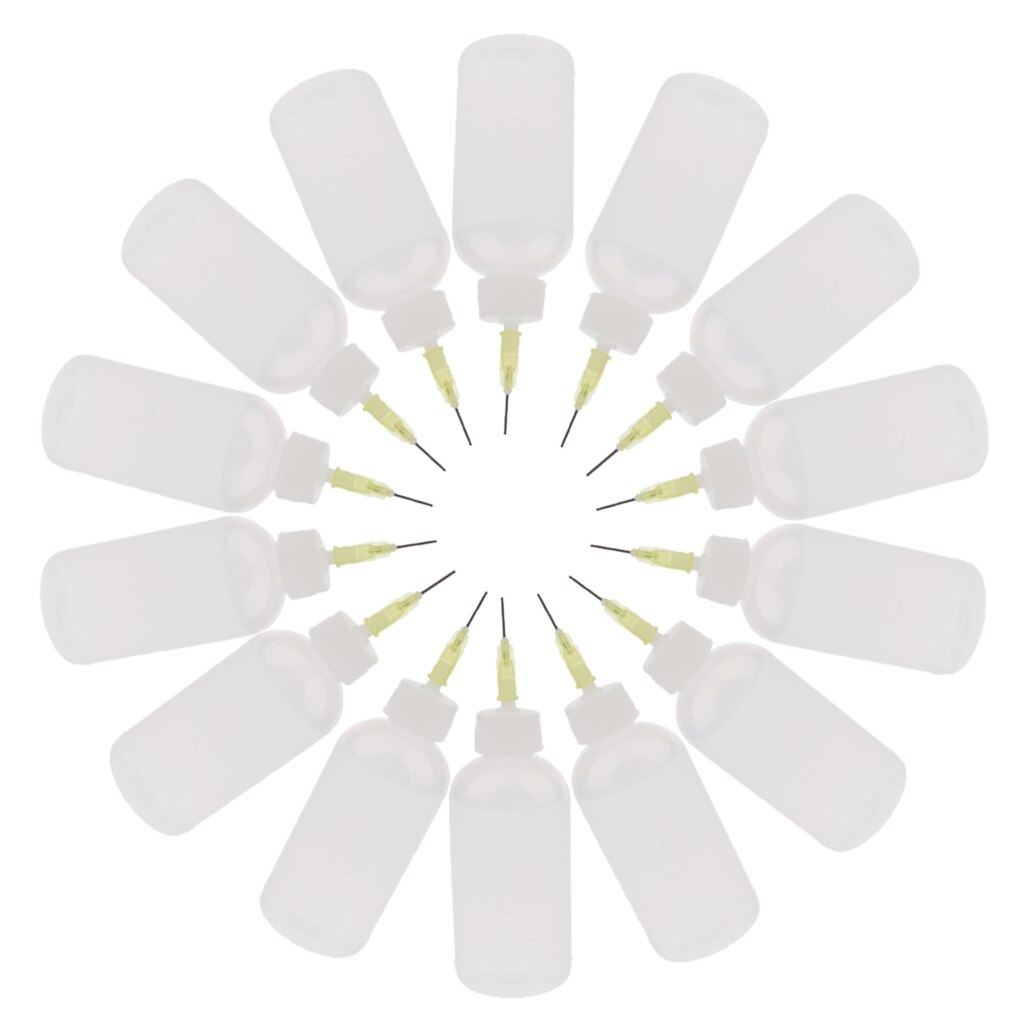 Lim applikator flasker nålespids flydende dråber påfyldningsflasker 50ml ( klar hvid plast)  - 12 stk.