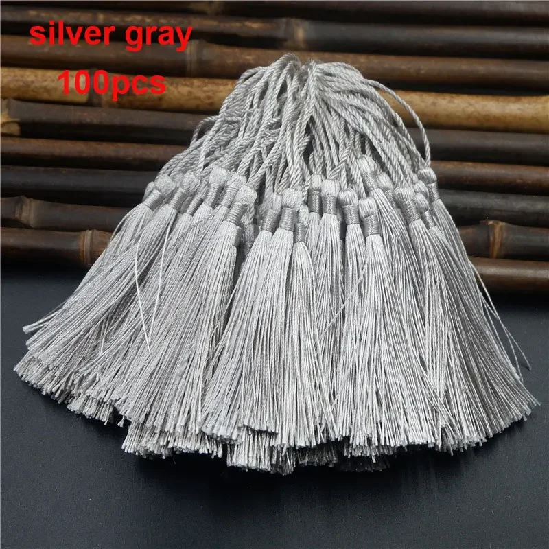 100 Uds. Borlas para marcapáginas, borlas artesanales suaves hechas a mano sedosas con bucles para manualidades DIY, marcapáginas para hacer joyas