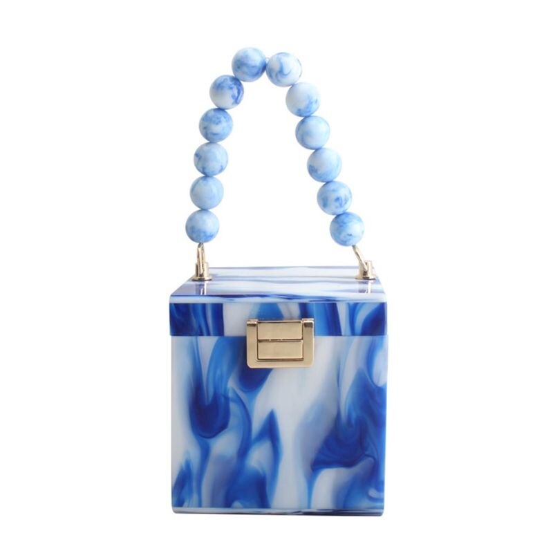 Acryl Box Abend Kupplung Tasche Frauen Luxus Stein Muster Perlen Fest Tote Handtasche Damen Grün Party Geldbörse Abendessen Neue: blue