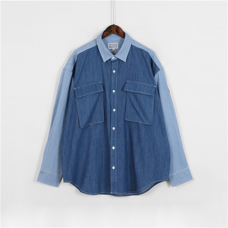 Hip Hop Streetwear CAVEMPT Shirt C.E CAV EMPT TWO COLOUR DENIM SHIRTS Men Women 1:1 Best Casual Cavempt Shirt