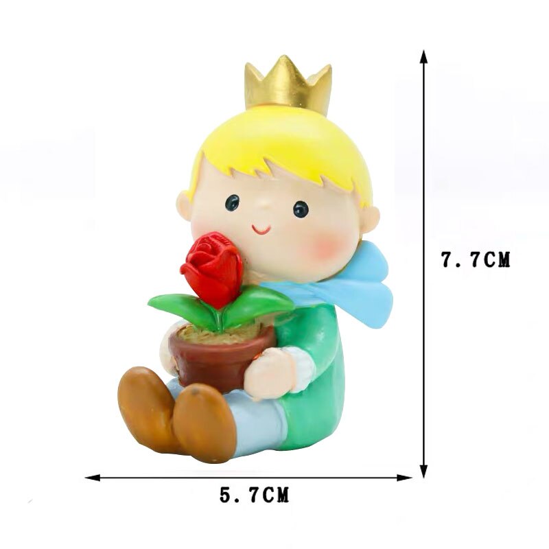 Décor artisanal de dessin animé petit Prince | En résine, Pot de fleur, petit Prince, ornements faits à la main, pour la maison en: Prince-Rose