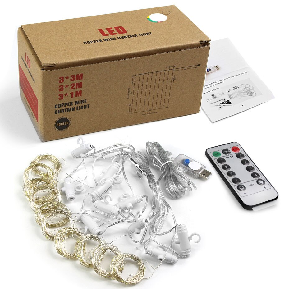 100/300 Leds LED Fenster Vorhang Schnur Licht Dimmbare USB DC5V 8 Modi für Hochzeit Heimat Garten Schlafzimmer Zauberstab Dekorationen