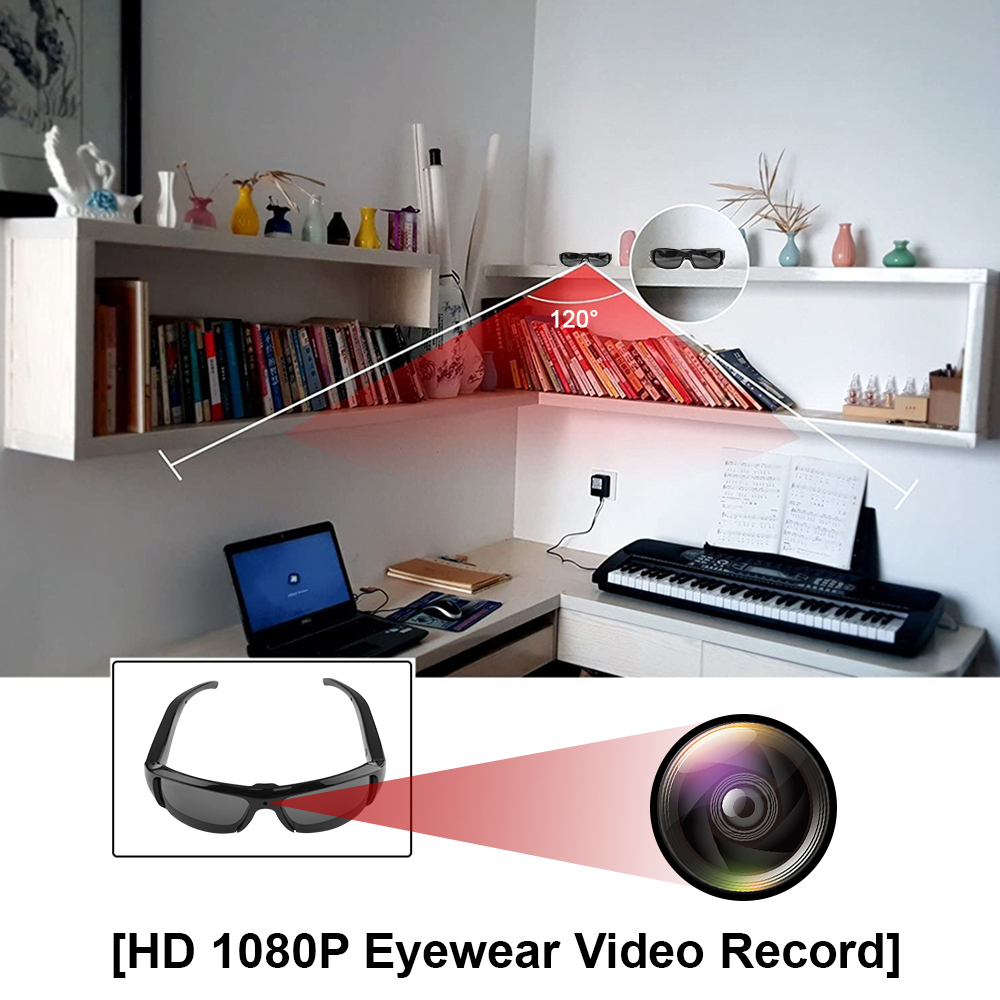 1080P Riding Glasses Eyewear Outdoor Sports Driving Glasses Camera DVR Sunglasses Digital Audio Video Recorder Camcorder 300mAh