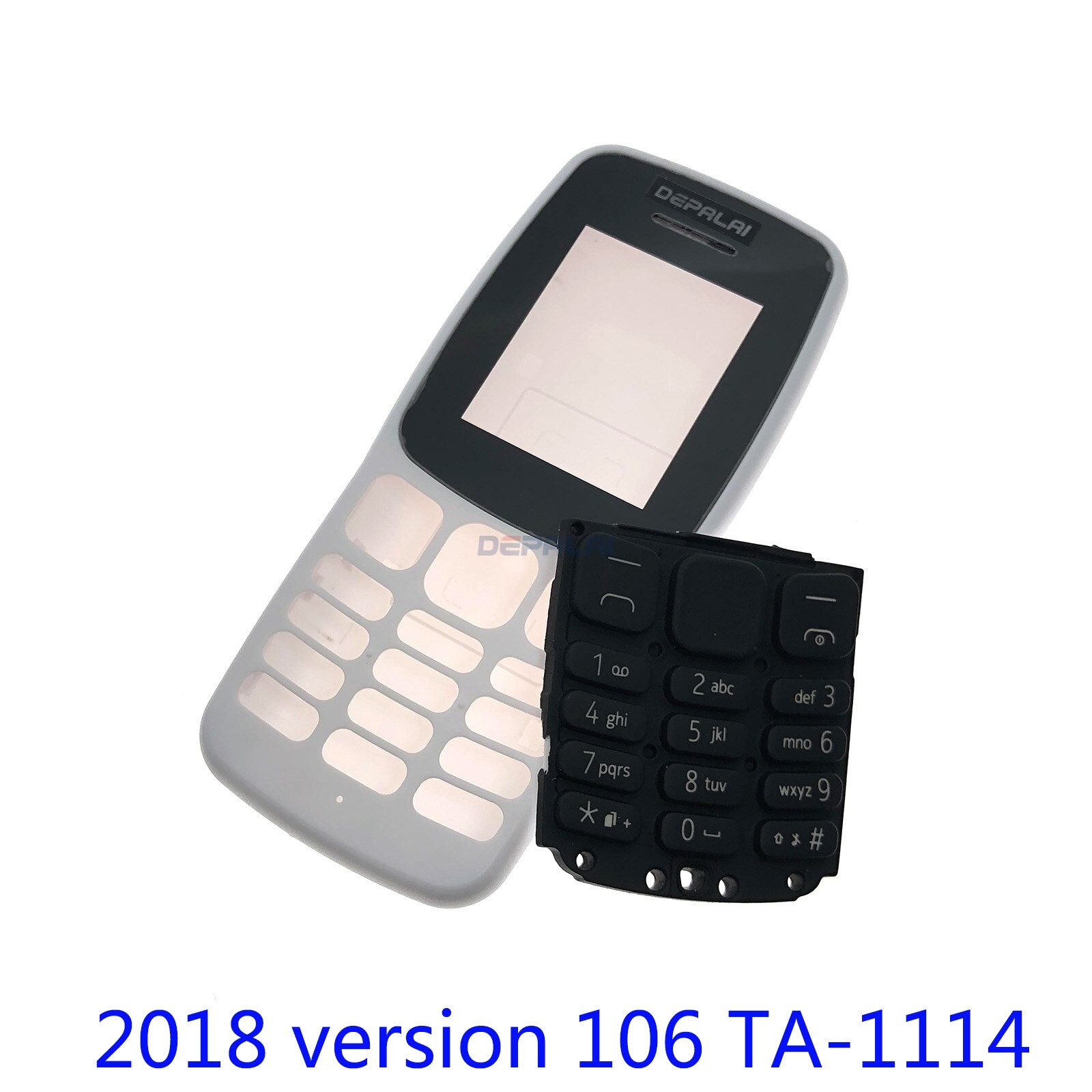Pour Nokia 106 TA-1114 boîtier complet de téléphone portable face au boîtier batterie porte arrière clavier anglais: 106 TA-1114 White