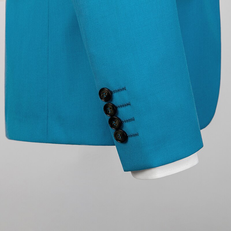 (Jas + Broek) luxe Mannen Trouwpak Mannelijke Blazers Pakken Voor Mannen Kostuum Business Formele Party Blue Classic Suits