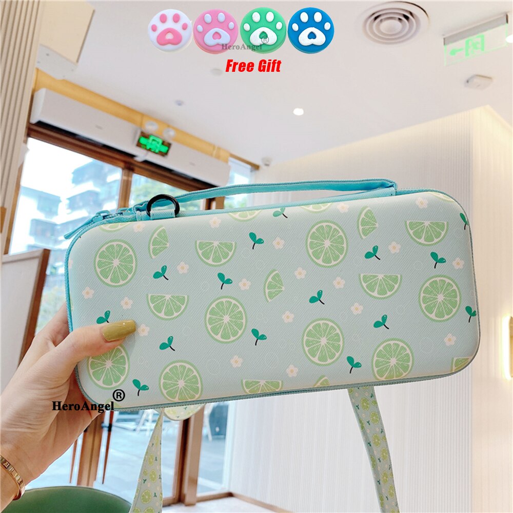 Portable Shoulder Strap Lanyard Travel Storage Bag For Nintendo Switch Game Console Box Shell Cover Cute Fruits Protective Case: SG04