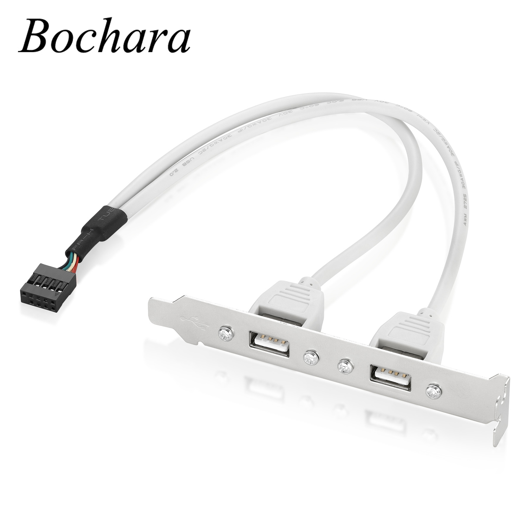 Bochara Dual 9pin Header to 2 Ports USB 2.0 Female Cable Back PCI Panel Bracket For Desktop Computer