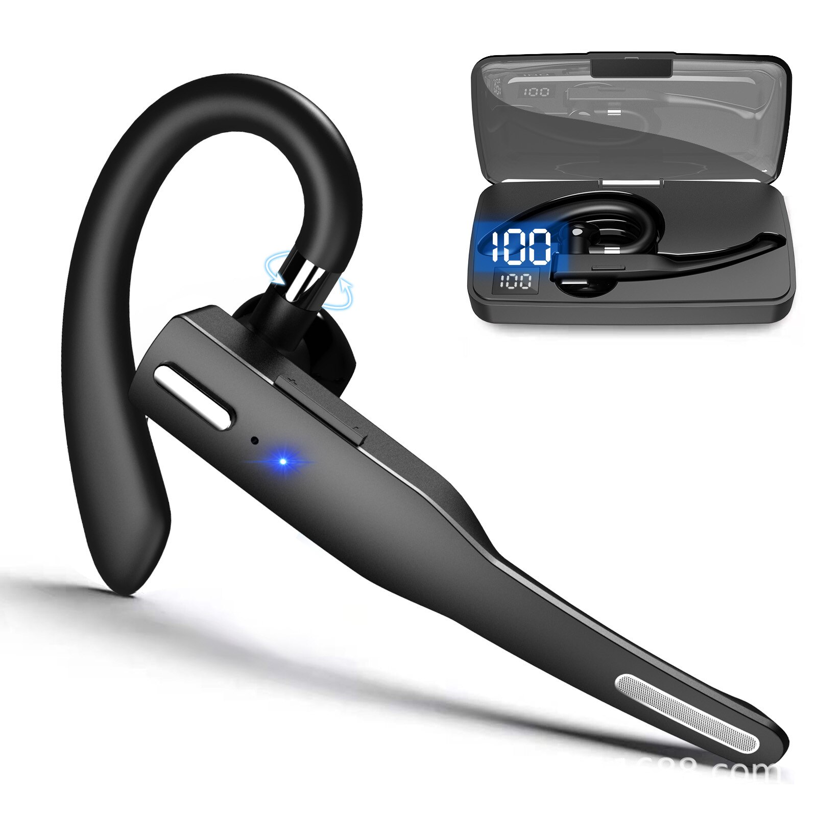 10H Bluetooth Hands free Business Earphone Wireless Headphones Single Handsfree For Driving HD Call Earbuds Microphone Headset: Black With charger