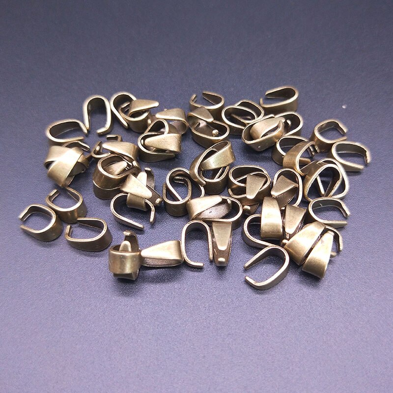 50pcs 7X4/9X5mm Necklace Pendant Connectors Pendant Clip Clasp Pinch Clip Bail Buckle Hanging Jewelry Findings DIY Accessories: Bronze / 9X5mm