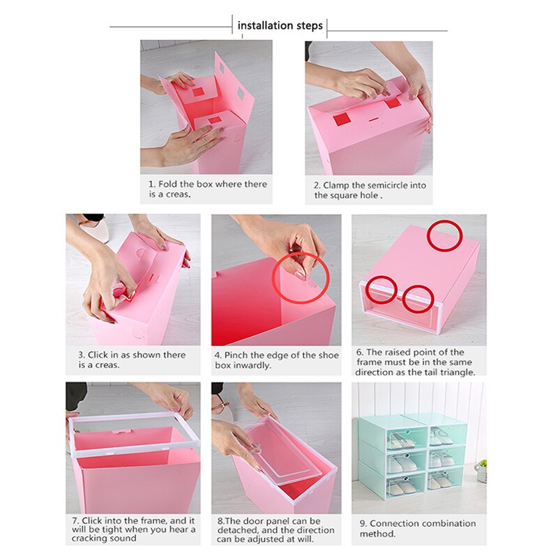 Plastic Foldable Shoes Box Transparent Storage Shoe Box Drawer Organizer Household DIY Shoebox Drawer Divider Home Storage