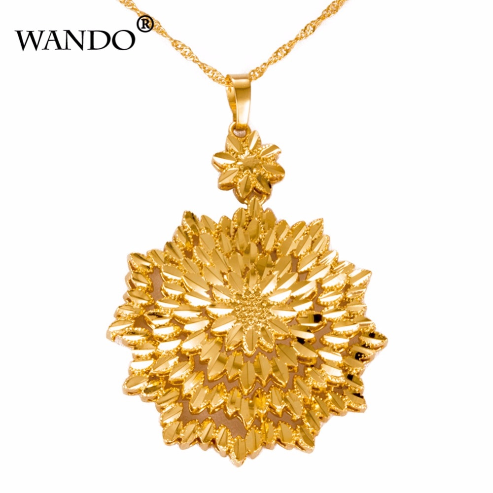 Wando novo atacado 24k ouro flores e folhas pingente colar para mulher/masculino festa aniversário charme jóias presente p11