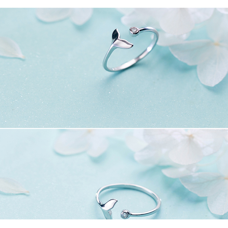 Mossovy Cubic Zircon White Fish Adjustable Silver Ring Fairy Tale Dream Rings for Woman Jewelry Engagement Rings Female
