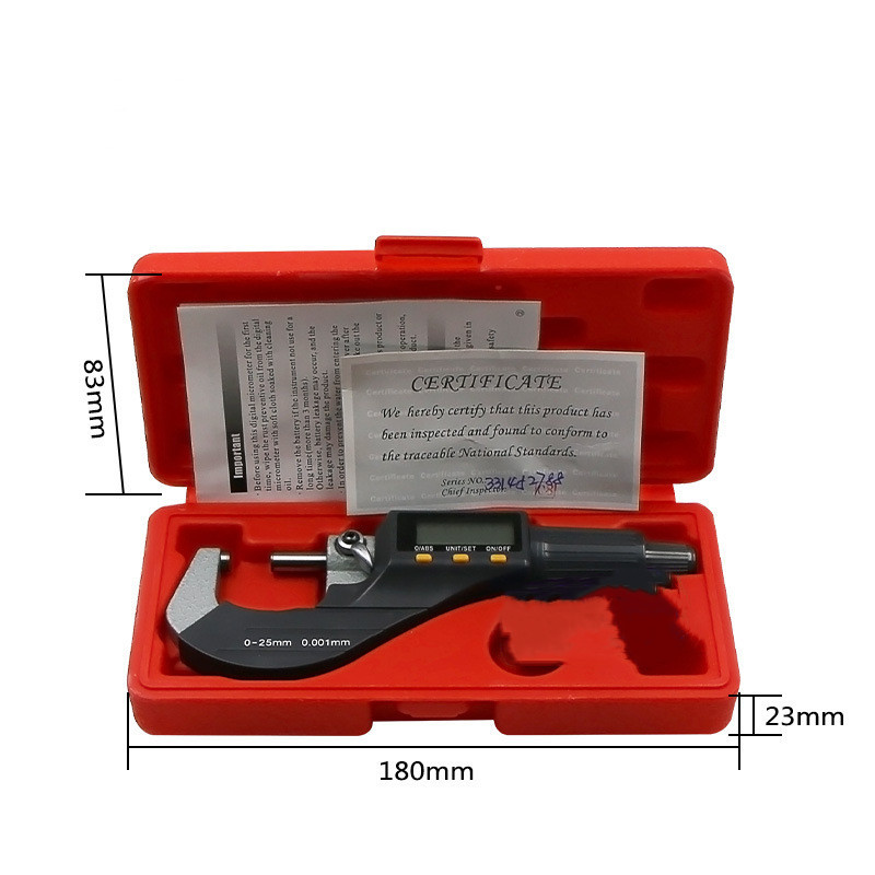 0-25 mm Electronic Outside Micrometers 0.001mm with Extra Large LCD Screen Digital Micrometer Electronic Digital Measure Tools: with box