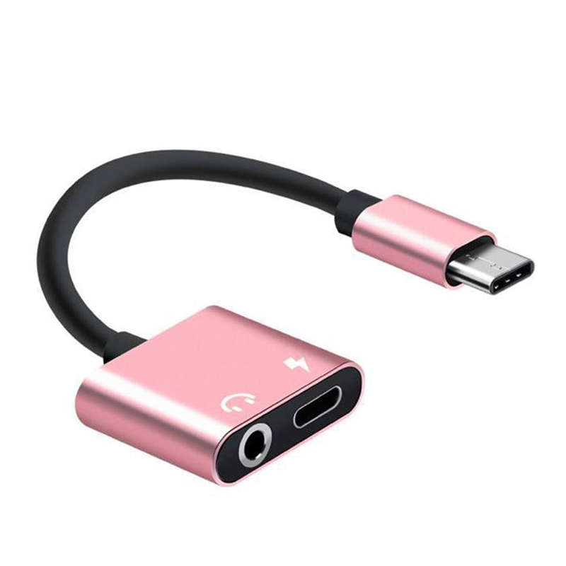 Adapter Ladung Kopfhörer 2 in 1 Typ-C zu 3,5mm Jack Kopf Aux Audio- USB C Kabel: PK