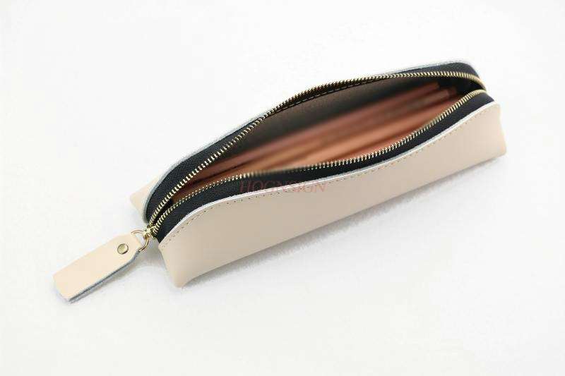 Estuche Cuero Simple lápices de gran capacidad para estudiantes, bolsa de lápices de cuero, bolsa de papelería para hombres y mujeres, caja triangular para artículos escolares