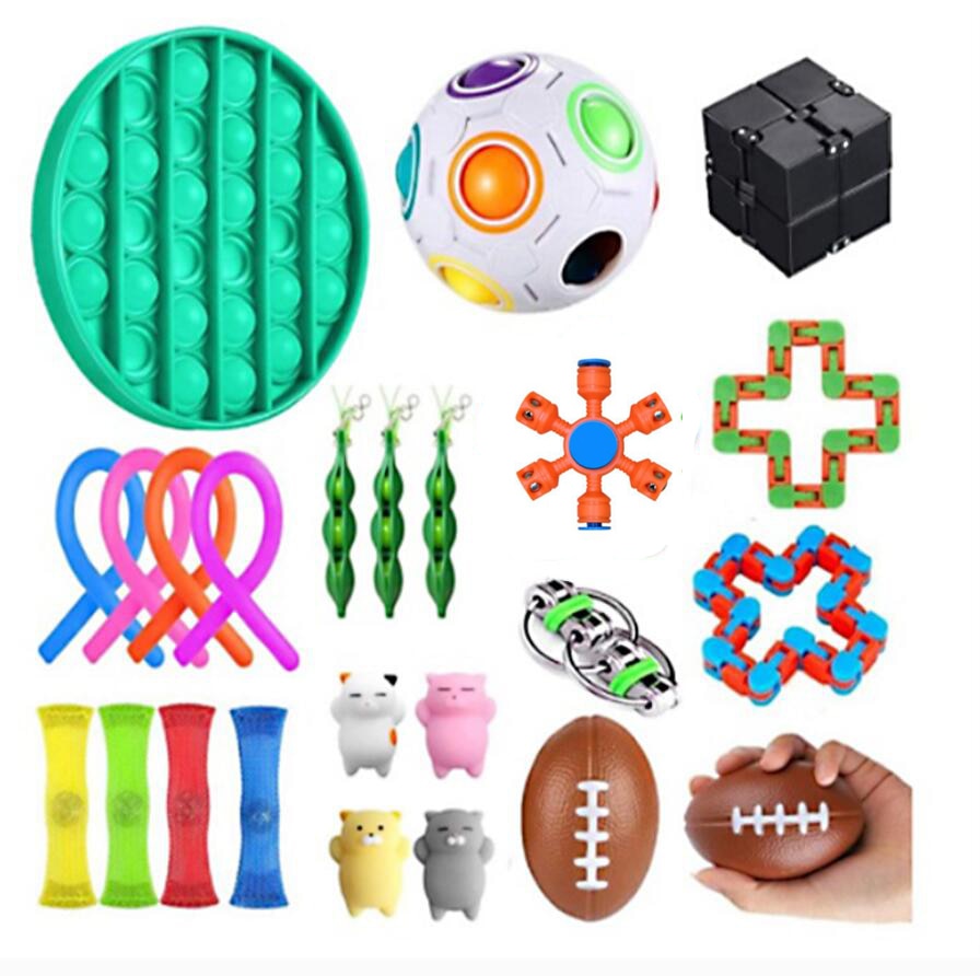 Zabawka antystresowa palec Figet Spiner poput Muzyka pop to rozciągliwe pierścienie Peapod ściśnij zwierzęta antystresowa zabawka opakowanie