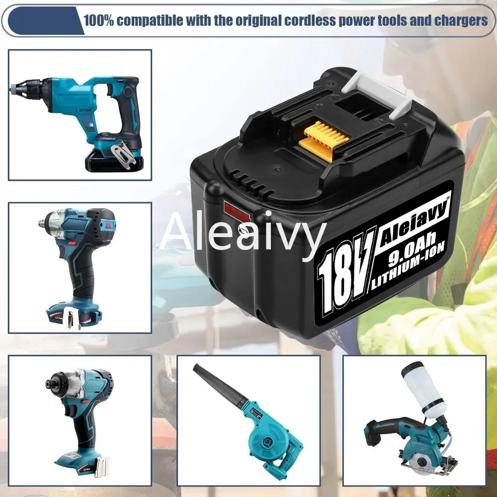 [BL1830 9.0Ah] Batería de iones de litio de repuesto de 18 V Compatible con batería Makita de 18 voltios BL1860 BL1840 BL1850 herramientas eléctricas inalámbricas