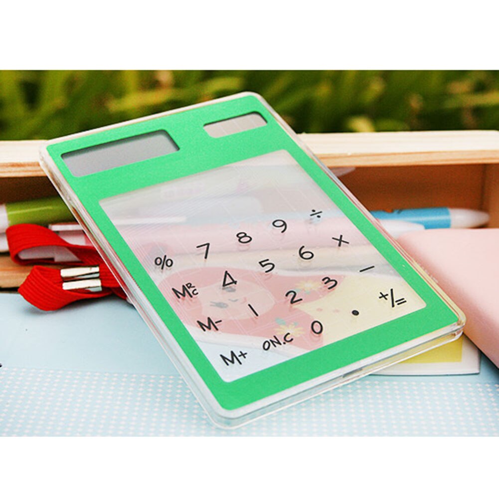 Solar Ultra Slim Touchscreen LCD 8 Digit Electronic Transparent Calculator Home Office Use AS99