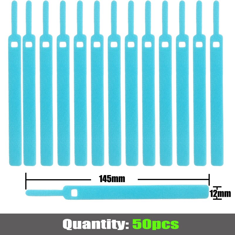 50 stücke 12mm * 145mm Verschluss Band kabelbinder Klebstoff Magie Haken Schleife Stock bulckle Gürtel Bündel Draht linie Band schnur
