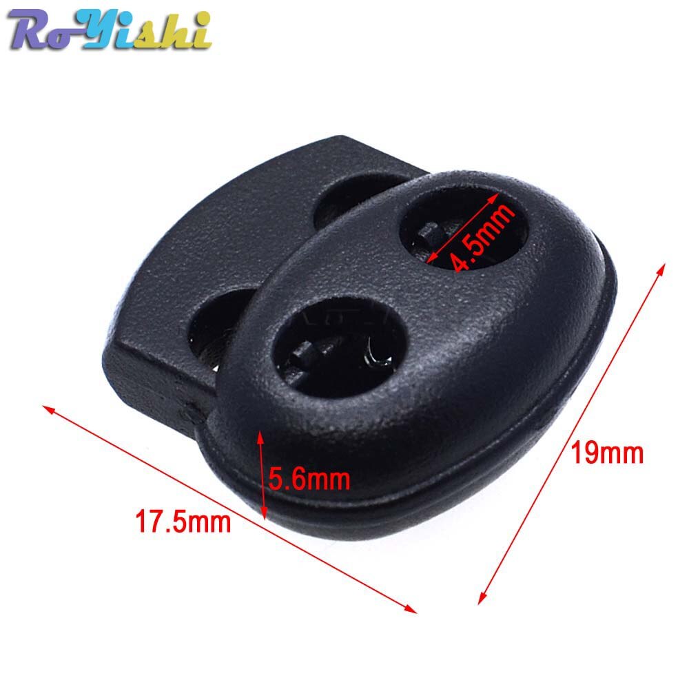 10pcs/pack Cord Lock Toggle Clip Stopper Plastic Black For Bags/Garments