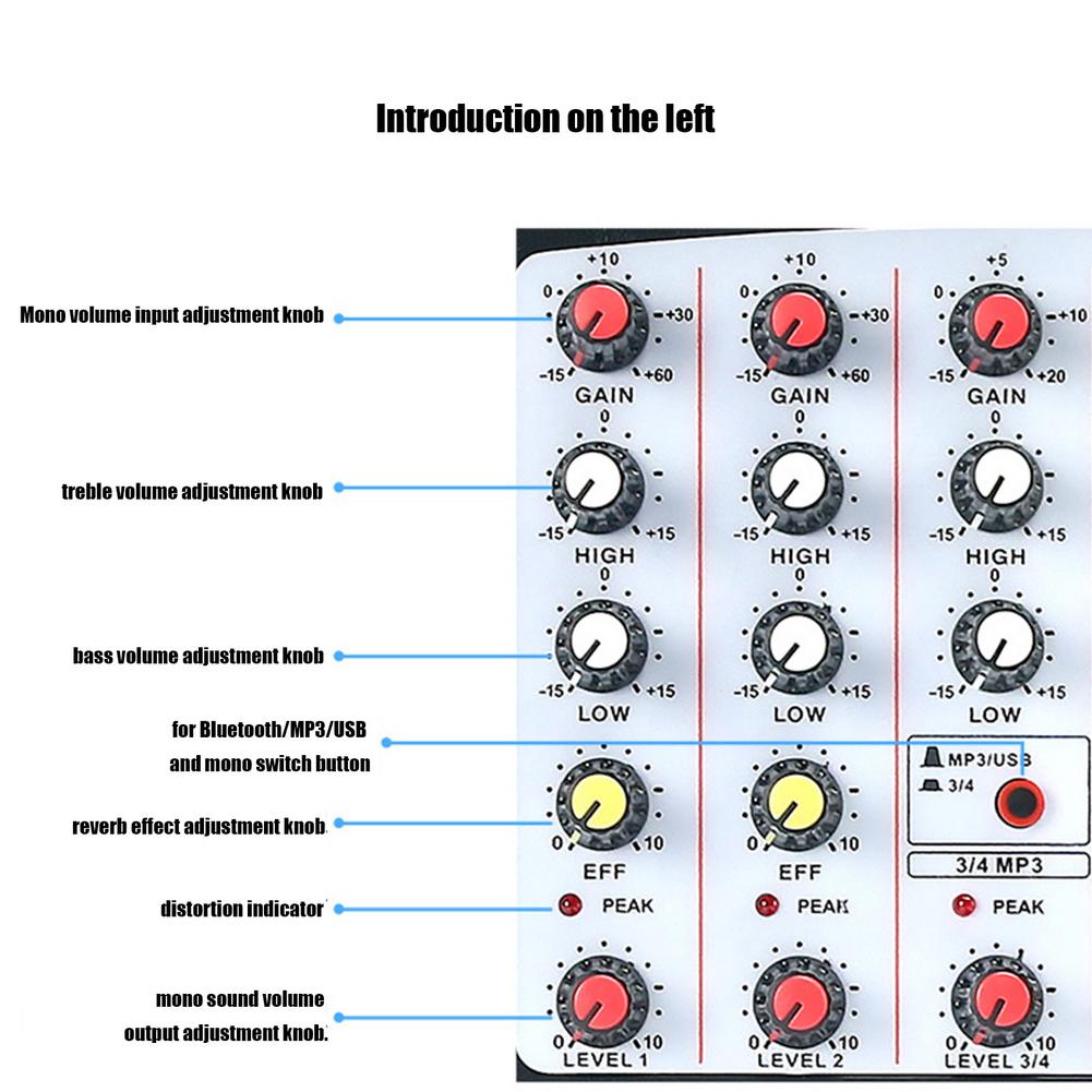 Geluidskaart 4/6 Kanaals Mixer 4-Kanaals Audio Mixer Usb 16dsp Effect Interface Geluidskaart Met Bluetooth-Compatibel