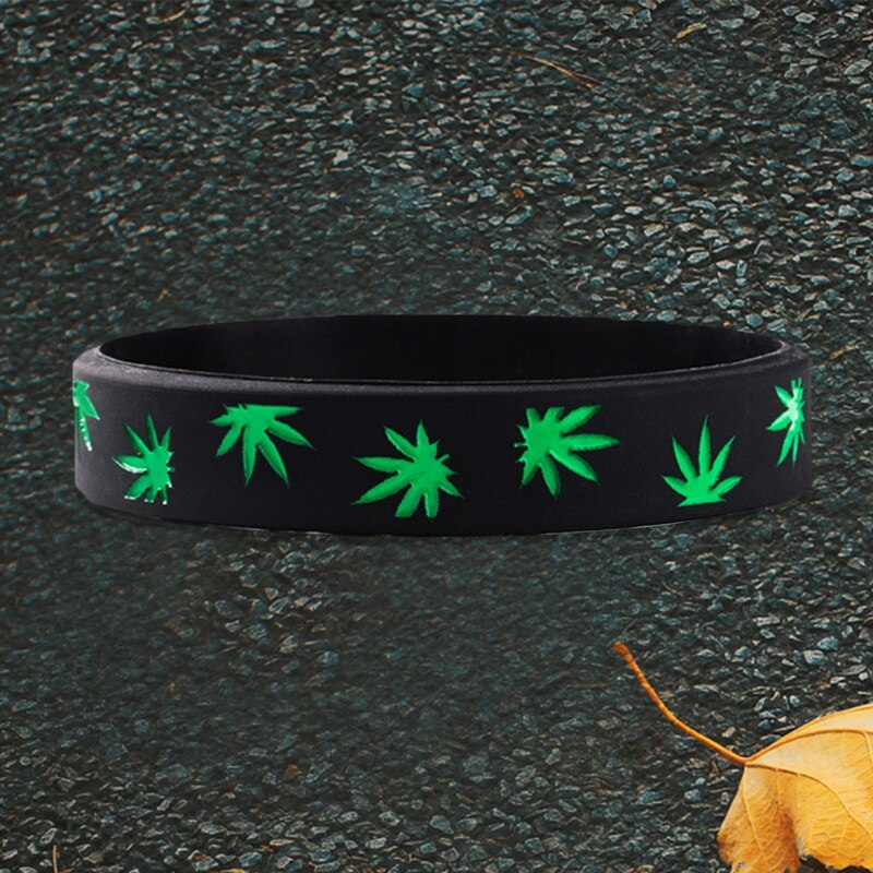 Unisex Leaves Printed Silicone Bracelet Bangles Unisex Rubber Wristband Jewelry