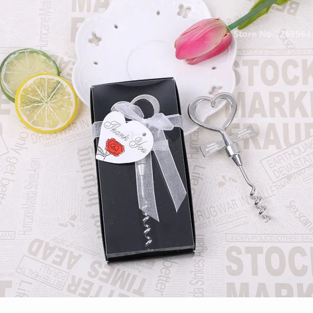 10 boîtes de tire-bouchon en forme de cœur d'amour, ouvre-bouteille de vin + bouchon de vin, de mariage pour invités, ensemble ouvre-bouteille, décoration de mariage: Rose