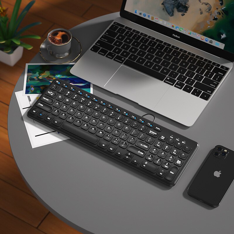 EAOR 96-key Slim Wireless Keyboard 2.4G Silent Keyboard Mouse Combo Cute Wireless Office Keyboard Mouse Kit for Laptop Desktop: Black Wired