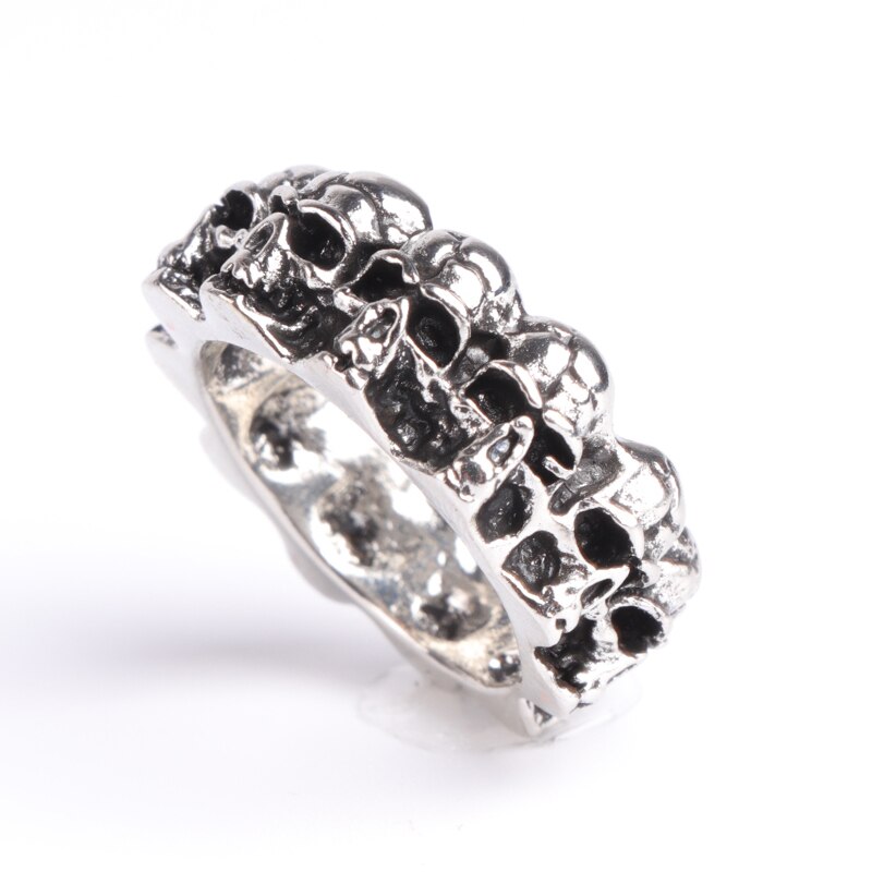 Unieke Zilveren Kleur Punk Ring 316L Rvs Heavy Suiker Schedel Ring Mens Mandala Bloem Santa Muerte Biker Sieraden