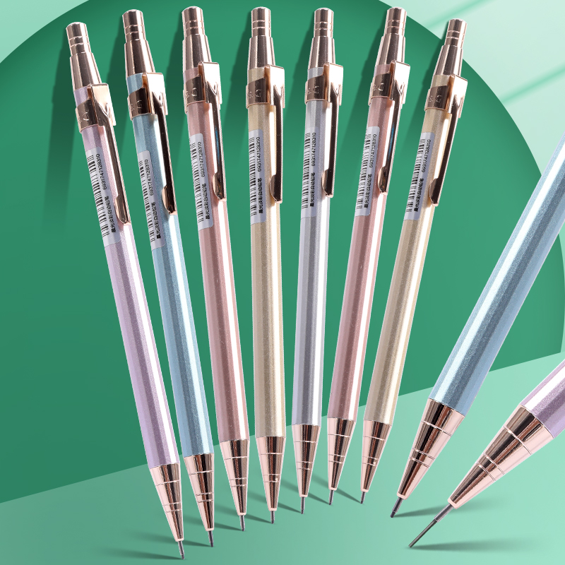 M&amp;G Full Metal Mechanical Pencils Morandi Color 0.5mm HB Lead Refill Student Writing Automatic Pencils Lapiseira School Supplies