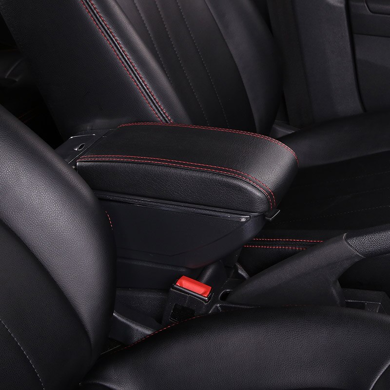 Boîte accoudoir Double couche rotative pour Renault Sandero Dacia, accessoires de rangement de contenu central support de verre: D Style Black Red