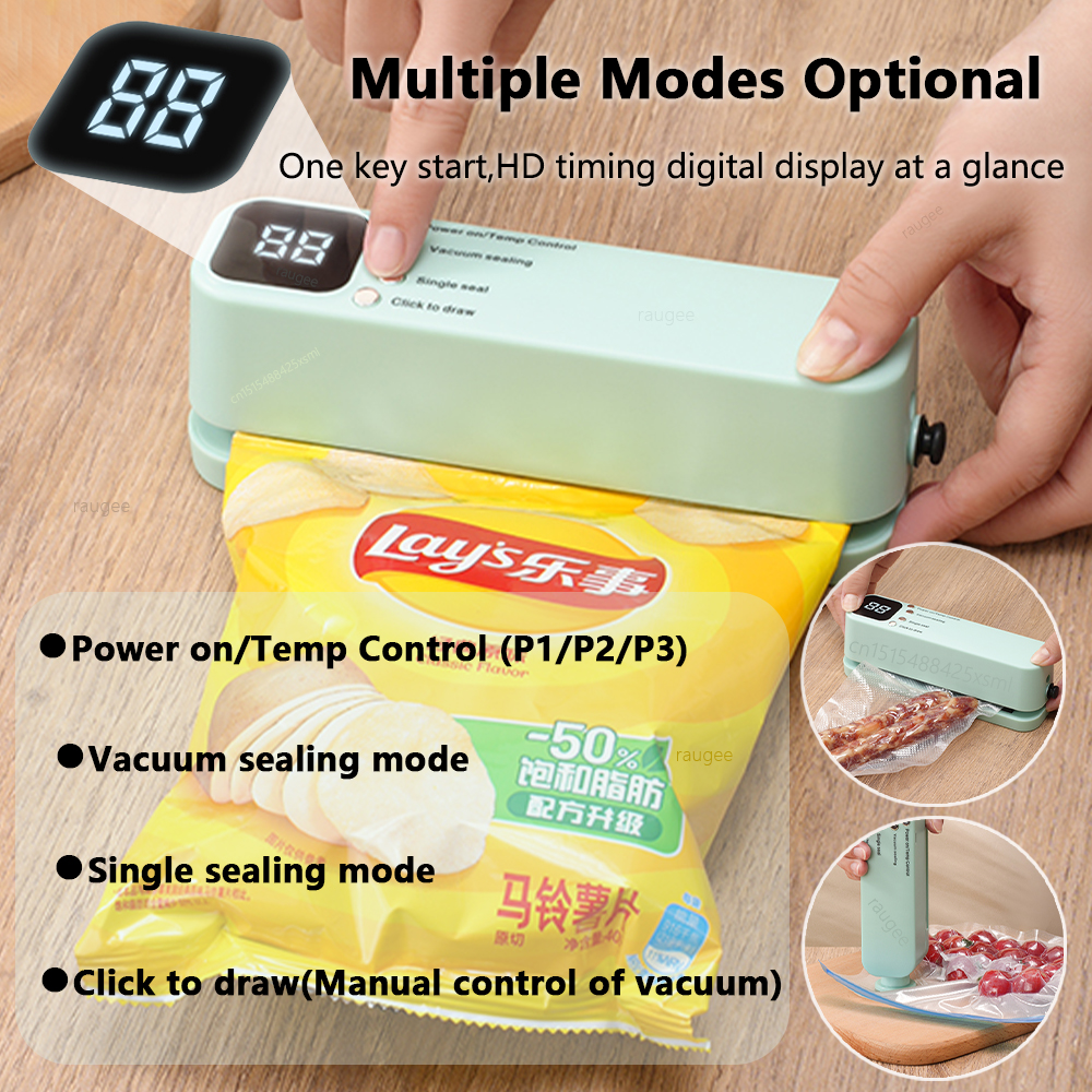 Vacuümsealer Mini Vacuümverpakkingsmachine USB Oplaadbaar 1200mAh Plastic Zakken Sealer Voor Keuken Voedsel Opslag Pack Afdichting